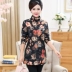 Người phụ nữ trung niên và trung niên mùa thu Người mẹ béo với kích thước lớn cộng với áo nhung ấm áp áo thun dài tay cổ cao