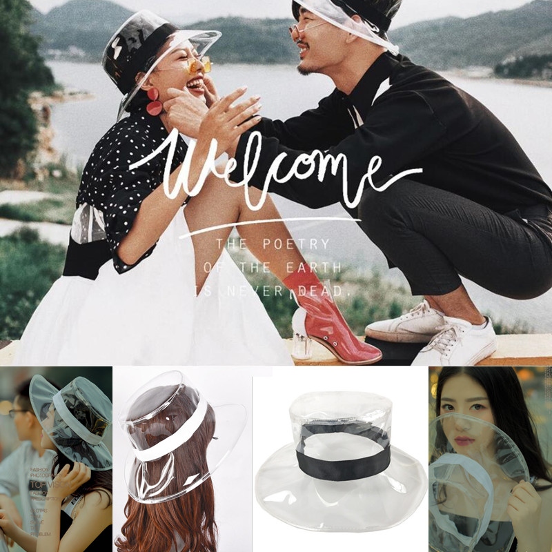 Creative Brigades Wedding Dress Photography Props White Transparent Cap Subnet Red Couple Street Beats Sea View Beach Grass Hat