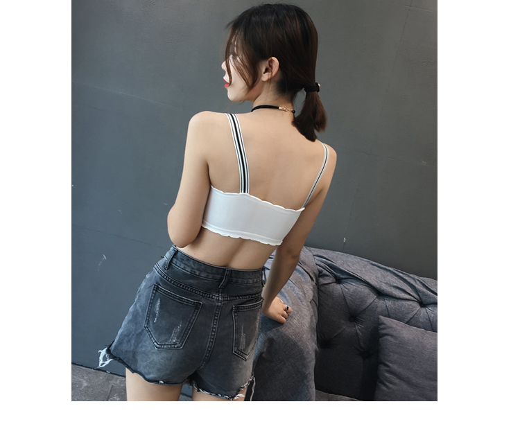 Sọc cô gái yếm trong với ngực pad thể thao ngắn bọc ngực ống đầu học sinh trung học đáy chống ánh sáng đồ lót