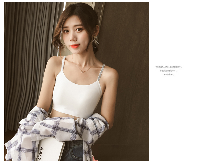 Băng lụa quấn ngực ống ngực với miếng đệm ngực đẹp trở lại chéo đồ lót rỗng chống ánh sáng áo vest ngắn đoạn nữ áo lót nâng ngực