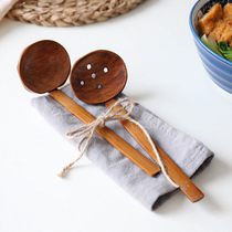 Nishida wood rain bamboo handle Nanmu hot pot spoon Ramen restaurant Hot pot shop Suitable for soup spoon colander Large spoon Kitchenware