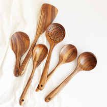 Nishida wooden rain wooden household spoon Teak spatula Kitchenware non-stick pan Frying shovel frying shovel Rice spoon Soup spoon