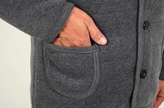 Áo len cotton nam trung niên và áo len ấm áp mở nút trên cùng với nhung dày cộng với phân bón để tăng nhung mùa đông quần giữ nhiệt nam