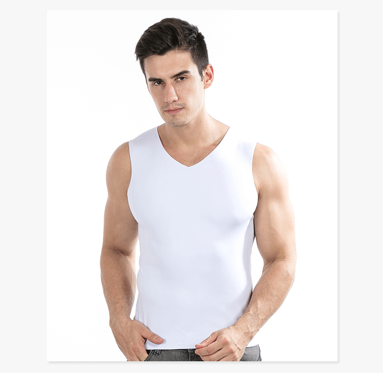 2 mảnh nam liền mạch ấm áp vest nam cộng với nhung dày bó sát mùa thu và mùa đông v-cổ không tay bó sát phần mỏng ao sat nach