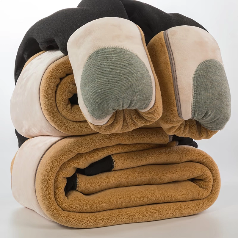 Quần cotton nam mùa đông cộng với nhung dày ấm quần của phụ nữ đông bắc cực dày tích hợp chống gió Quần nhung đáy siêu dày - Quần nóng lên