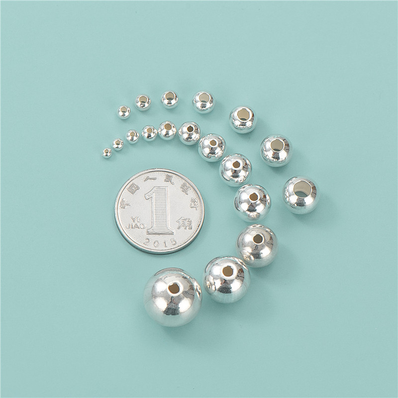 s925 sterling silver beads, loose beads, round beads, smooth beads, handcrafted diy braiding rope rings, bracelets, necklaces, accessories manufacturer wholesale pic 26