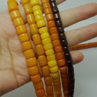 Synthetic amber bucket beads, flat beads, imitation amber loose beads, accessories, blood amber beads, spacers, diy handmade bracelet materials