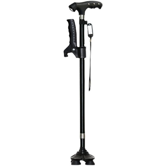 Crutches for the elderly, non-slip crutches, four-legged crutches, multi-functional canes, telescopic and lighted, lightweight handrails for the elderly