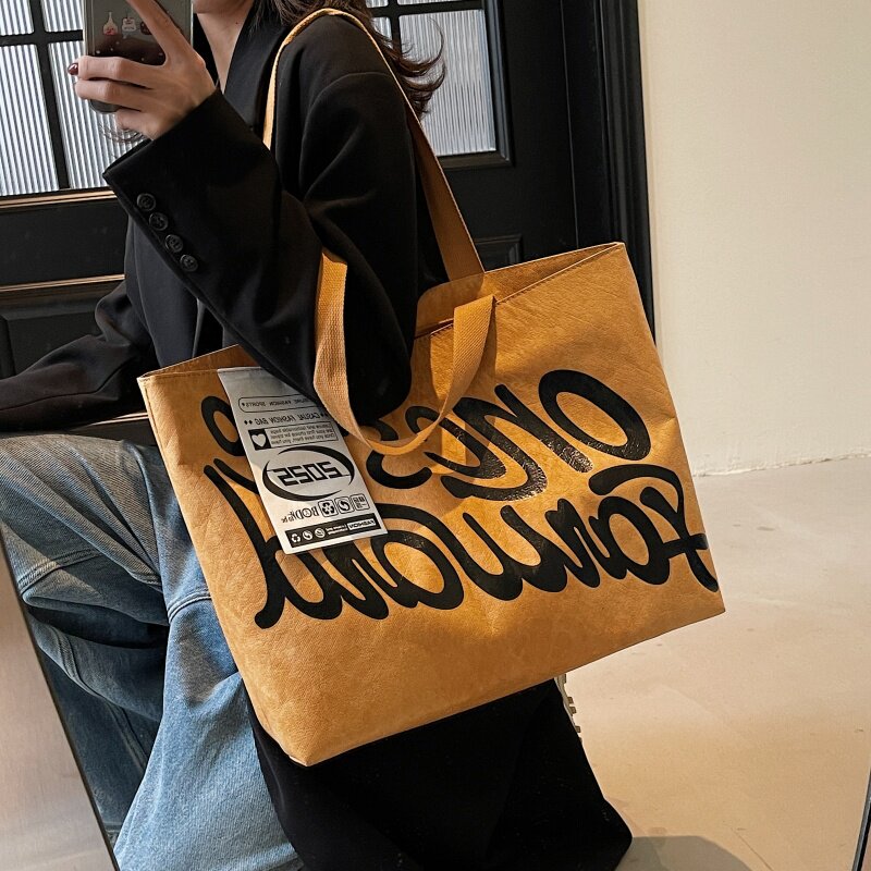 Korean-Style 2025 Large-Capacity Letter Tyvek Tote Bag for School and Commuting - Thumbnail 6