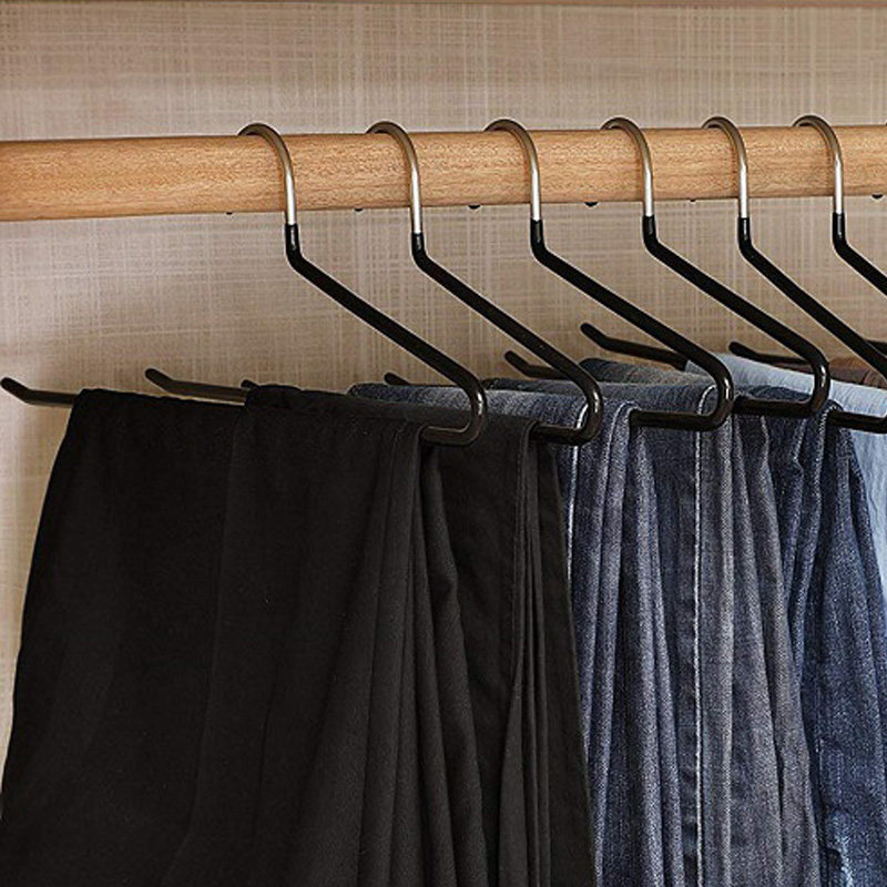 Multifunctional goose Z-shaped 2-word dipped plastic pants rack household non-trace metal non-slip pants rack wardrobe storage rack pants support