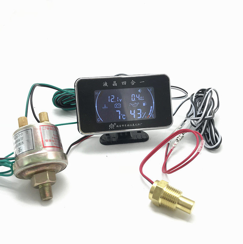 Car truck modified LCD four-in-one oil pressure gauge voltage water temperature oil Volume One-piece meter 12v24v Universal