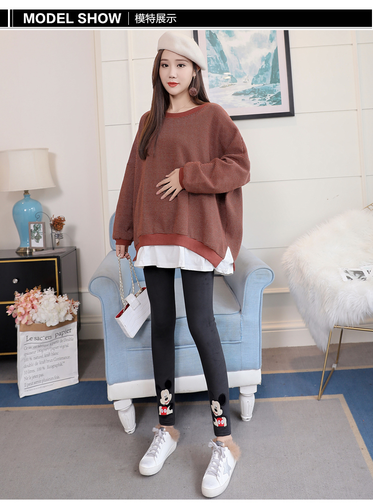 Bà bầu mặc quần legging ấm mùa đông cộng với nhung dày nâng bụng mặc chất béo mm cộng với phân bón XL 200 kg triều yếm jean đẹp cho bà bầu