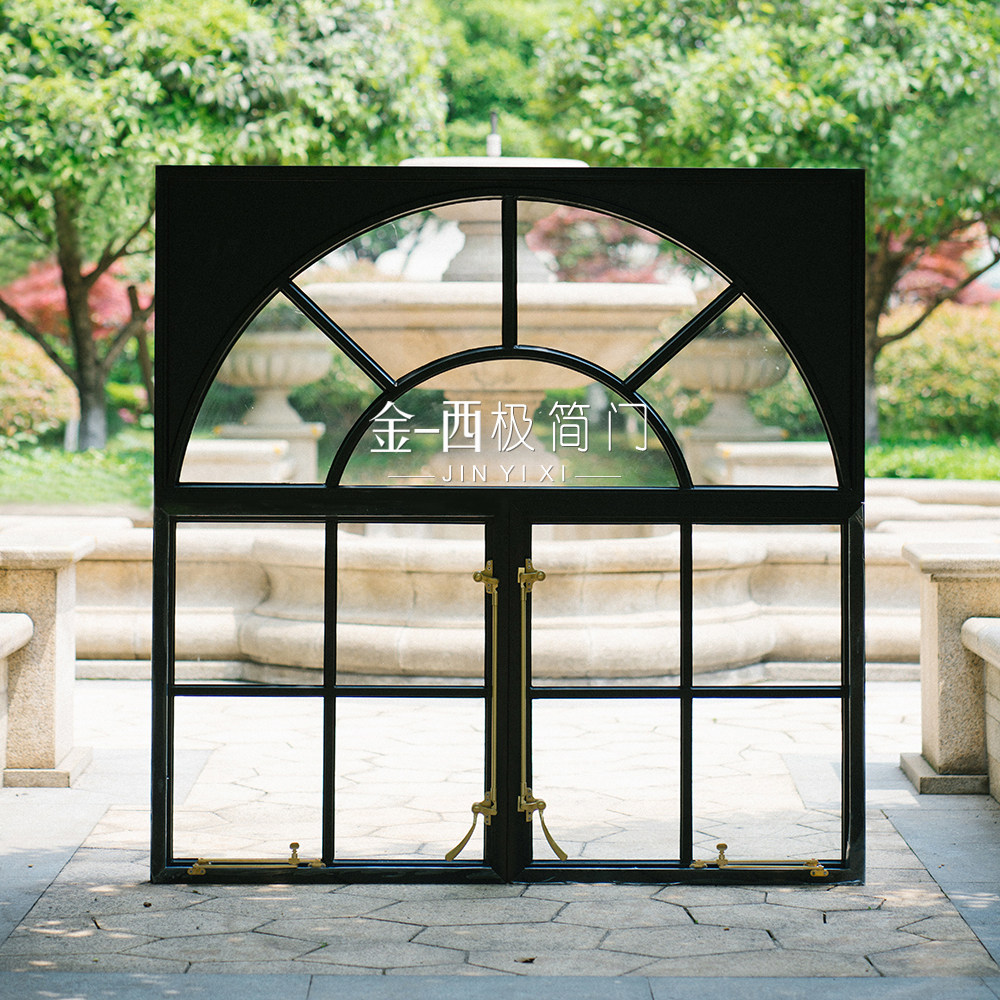 Jinyixi minimalist door Retro French old Shanghai old steel window opposite window golden handle indoor aluminum alloy window