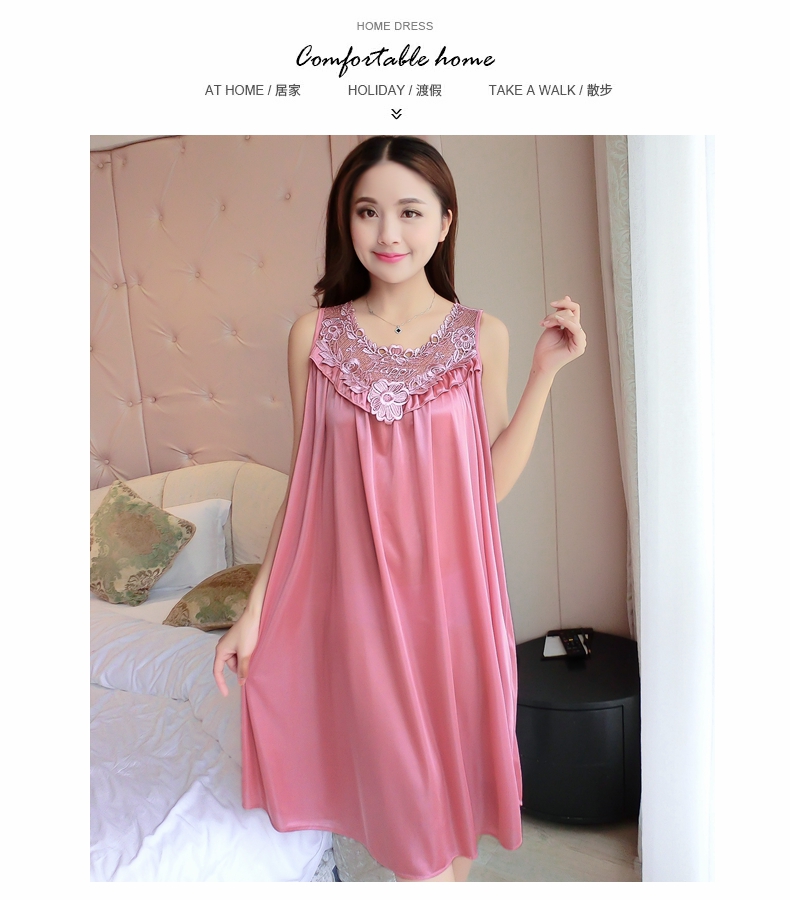 Băng lụa nightdress mùa hè dây đeo sexy ren đồ ngủ nữ chất béo mm XL 200 kg lỏng phần mỏng dịch vụ nhà