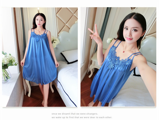 Băng lụa nightdress mùa hè dây đeo sexy ren đồ ngủ nữ chất béo mm XL 200 kg lỏng phần mỏng dịch vụ nhà