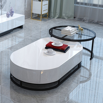 Tempered Glass Tea Table Modern Minima Small Household Type Light Lavish Living Room 2021 New Size Combined Round Tea Table