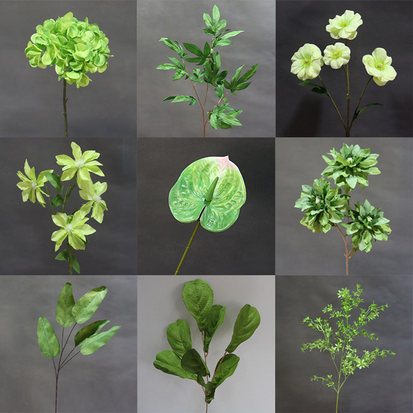 Green Artificial Flower Mori Style Ceiling Green Plant Leaves Wedding Flower with Leaves Floral Decoration Props Fake Flower Fake Leaves