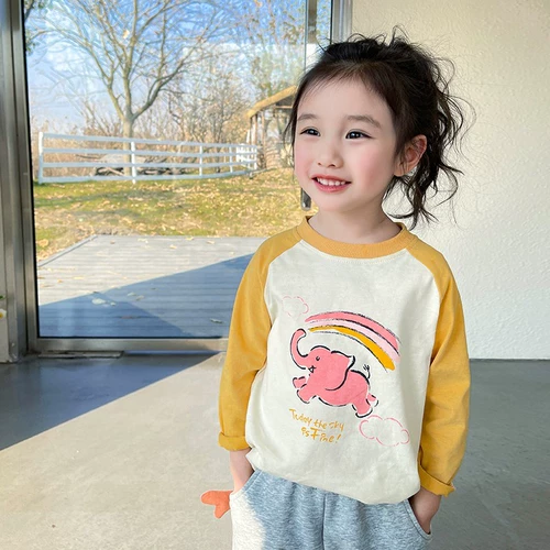 Хлопковая осенняя футболка с коротким рукавом, детское мультяшное приятное телу нижнее белье, летняя одежда, детская одежда