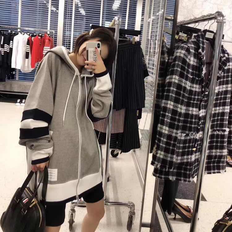 TB Thom autumn and winter sweater color matching hooded zipper cardigan jacket hoodie men and women