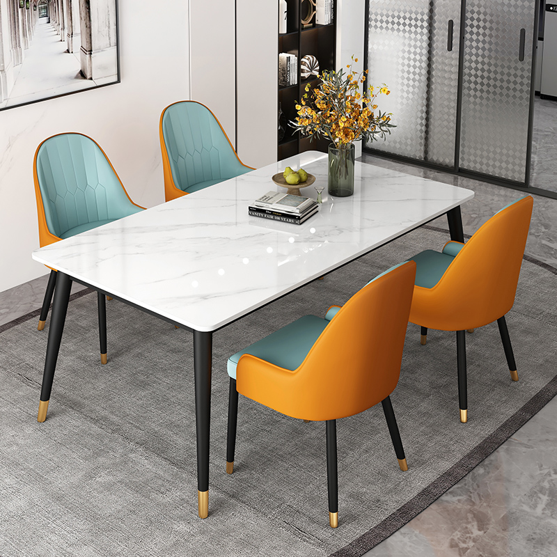 Eschic rock plate dining table and chairs combined modern minimalist rectangular Nordic light lavish dining table Home small family dining table