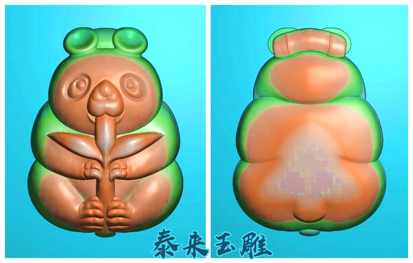 Pandas eat bamboo small flowers small pendant double-sided three-dimensional swd64 jade carving relief grayscale carving