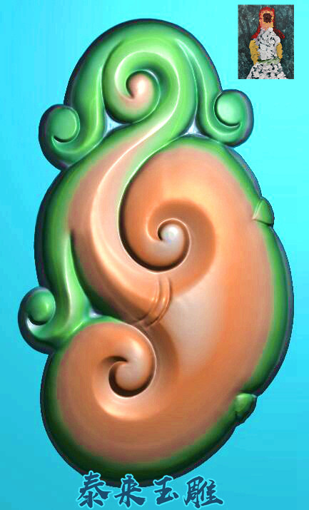 With shape Ruyi 3833 grayscale photo bmp embossed with fine sculptured jade sculpture picture JDP flower with solid ruyi lingzhi