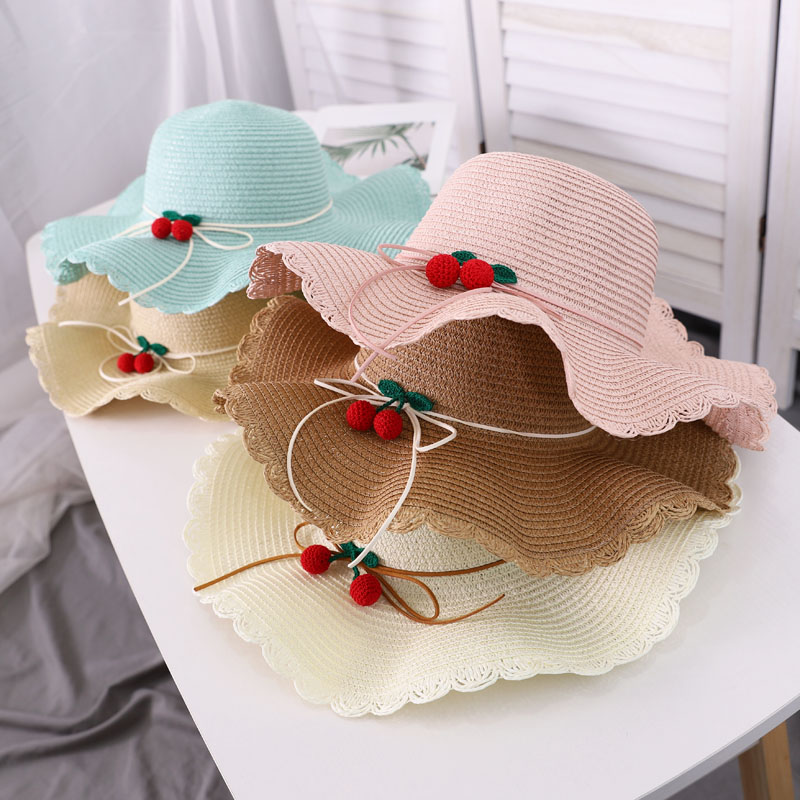 Women's Streetwear Cherry Ruffles Straw Hat display picture 6