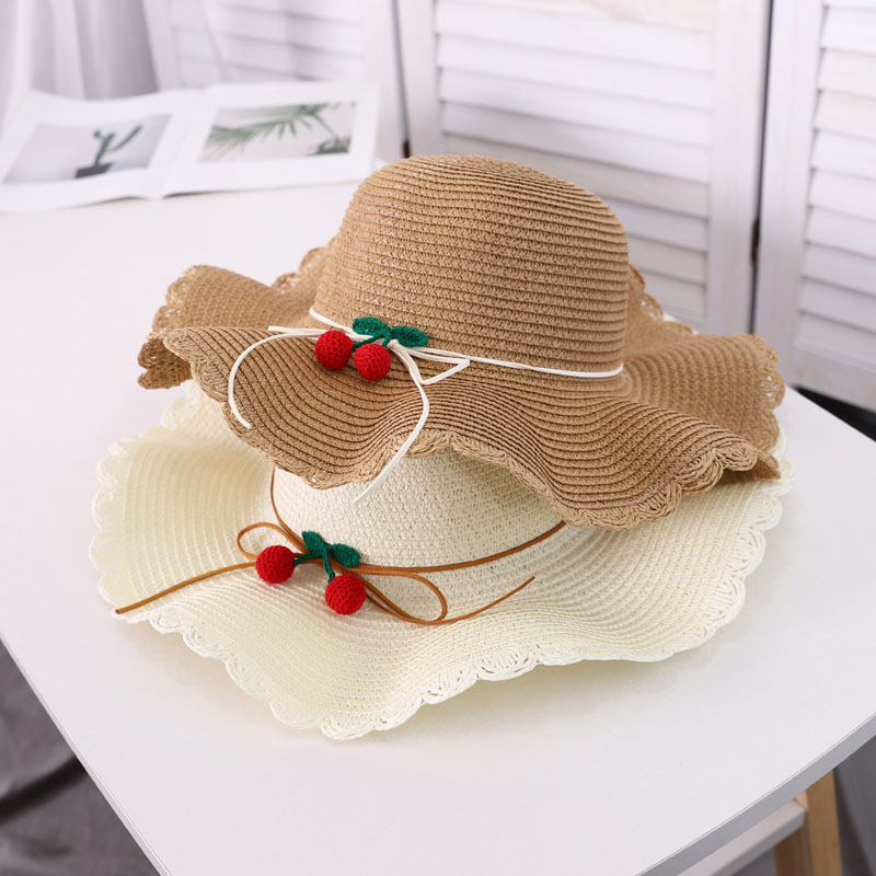 Women's Streetwear Cherry Ruffles Straw Hat display picture 8