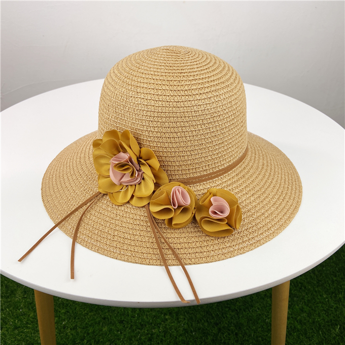 Women's Pastoral Flower Flowers Flat Eaves Straw Hat display picture 3