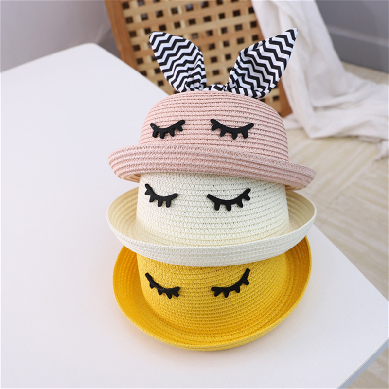 Fashion Striped Bow Children's Straw Hat Summer Thin Section Hat Wholesale display picture 1