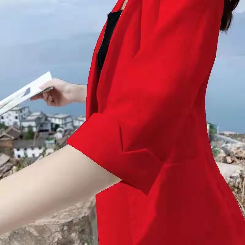 Linen Blazer for Women, Short Top, Summer Thin Casual Professional Cotton-Linen Petite British Style Suit Jacket