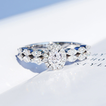 18k gold horse eye profiled ring female D color mosanstone horse eye drill ring small row drills fashion personality wedding ring