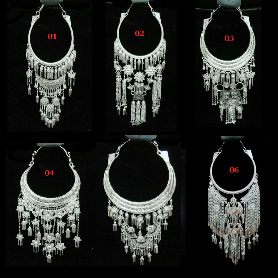 Ethnic style Miao Dong exaggerated stage collar Retro large collar according to the basic error of the application method Liver hot head