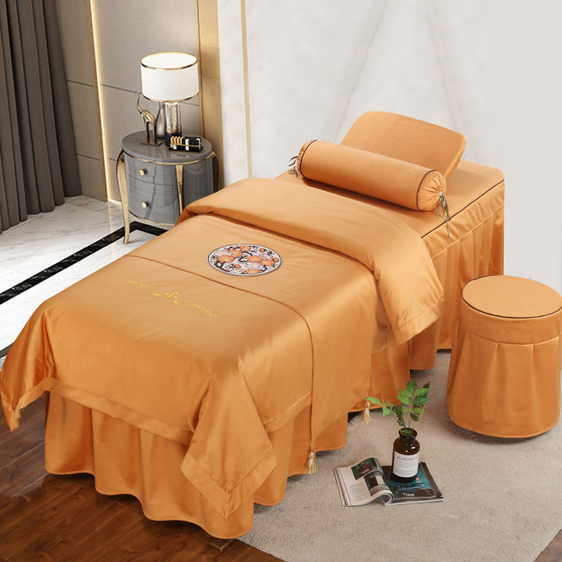 Anti-slip upscale pure color beauty bed cover four pieces of beauty body massage full cotton beauty salon with cove bed Korean style brief