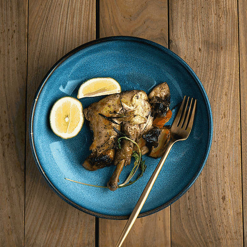 Eat mulberry mo continental plate printed creative household fish dish retro light expressions using basin deep dish western - style food tableware ceramics