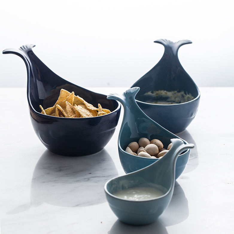 And single handle dab of ceramic bowls creative small bowl of baking bowl whale ceramic disc handle bowl dish dish