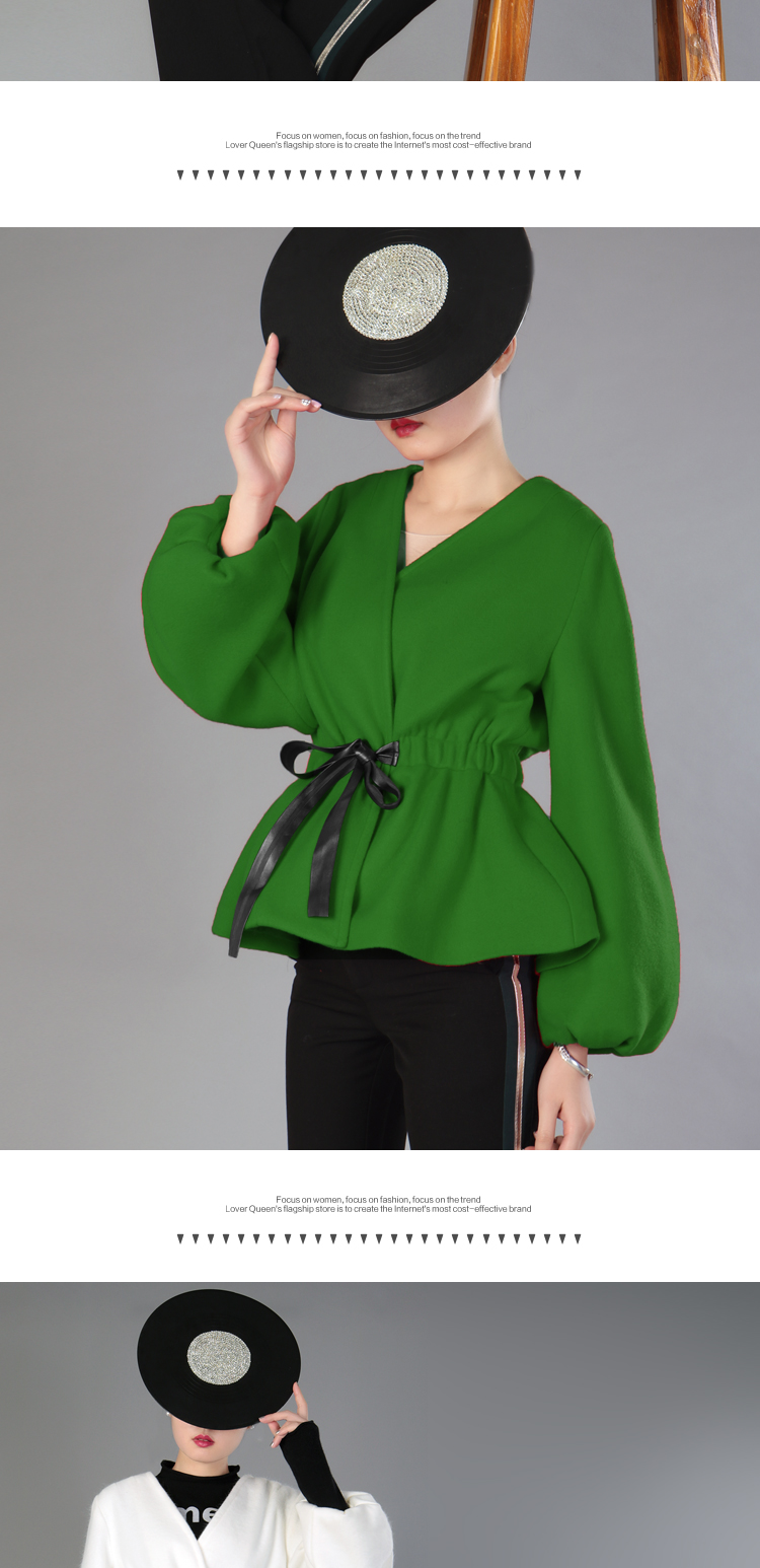 Đèn lồng Tay Áo Khoác của Phụ Nữ Ngắn 2018 Mùa Xuân và Mùa Thu Phong Cách Mới Eo Hàn Quốc Puff Tay Áo Joker Trắng Len Áo Khoác Ngắn áo khoác mùa đông nữ