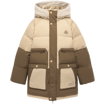 (Sun Series) PEACEBIRD Childrens Clothing Childrens Down Jacket Mens New Hooded Mid-Length Warm Jacket