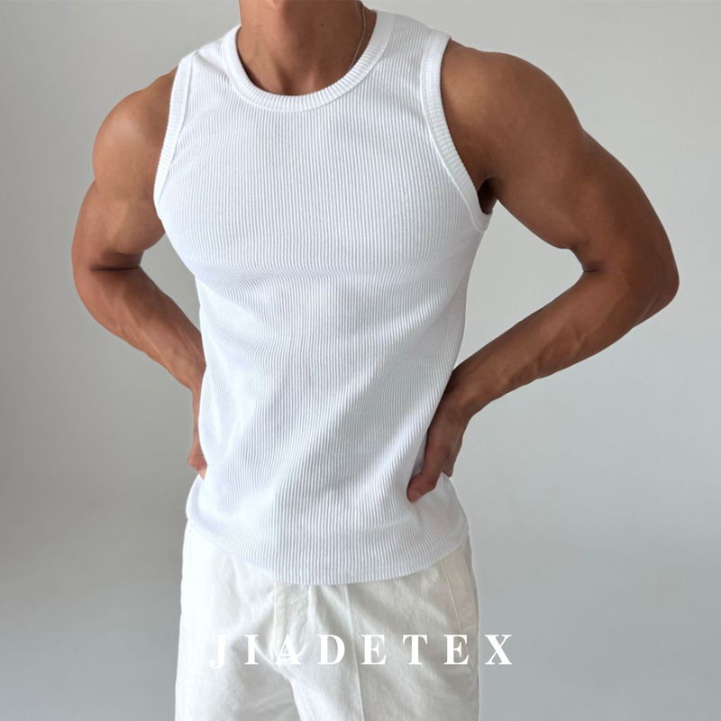 Unbeatable Fit*Jiade* 25Ss American-Style Tough Guy Ribbed Tank Top for Men, Fitness, Muscle, Sports, Sweat-Absorbent