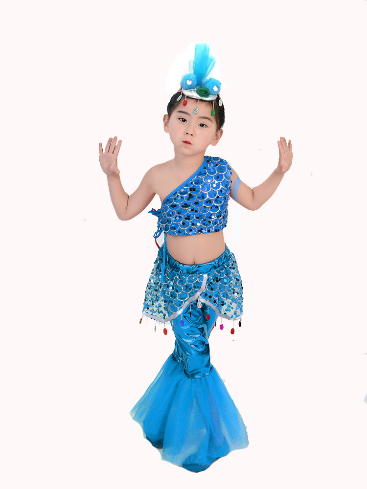 Hoa sen nhỏ thổi bong bóng cá biểu diễn trang phục trẻ em cá vàng nhỏ nhảy động vật trang phục cá nhỏ sáu một - Trang phục trang phục thể thao trẻ em