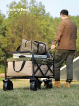 Shanfei Black Deer Outdoor Camp Cart Cart Portable Camping Trailer Camping Picnic Folding Small Cart Camp Stall