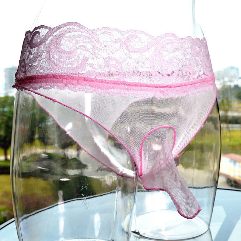 Sexy full transparent men stockings Inner Belt jj cuff bag invisible lace elephant nose breifs men