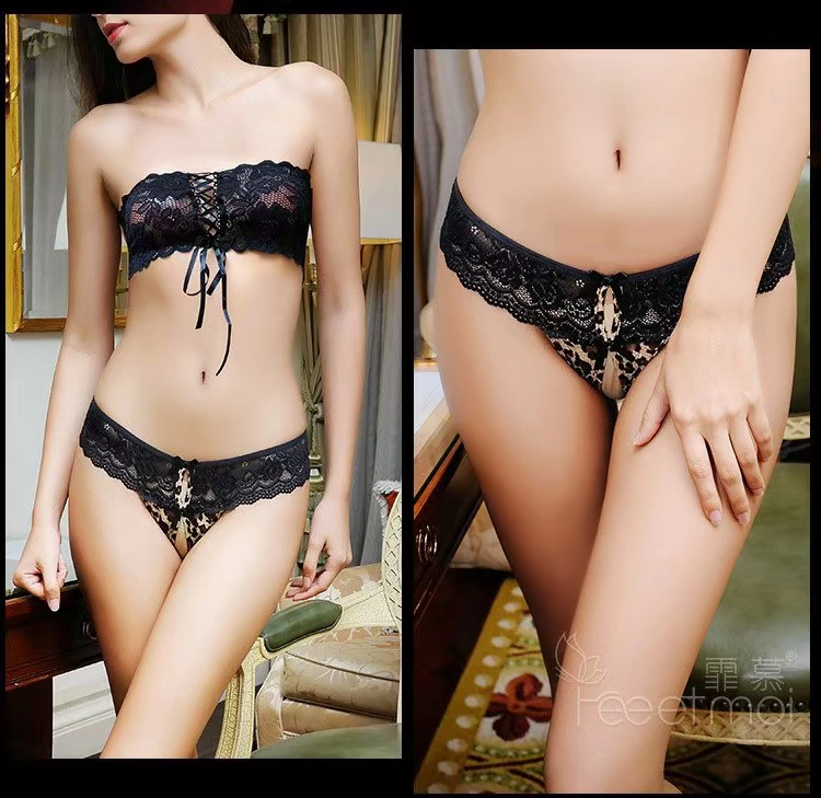 Phụ nữ Âu Mỹ leopard-in thong một dây sexy trong suốt ren cotton hở quần lót nữ sexy T-quần - G-string