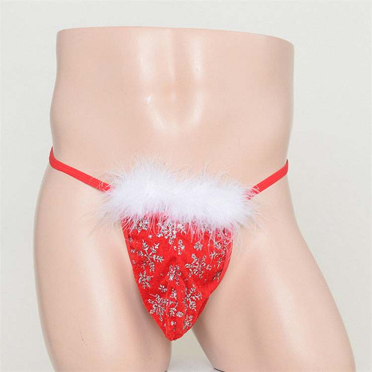 European and American thong men a line transparent feather lace u-shaped bag perspective underwear sexy with jj set of t-pants