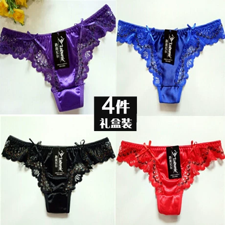 4 hộp quà tặng, quần lót nữ ren satin sexy trong suốt món quà sáng tạo Ngày lễ tình nhân - G-string