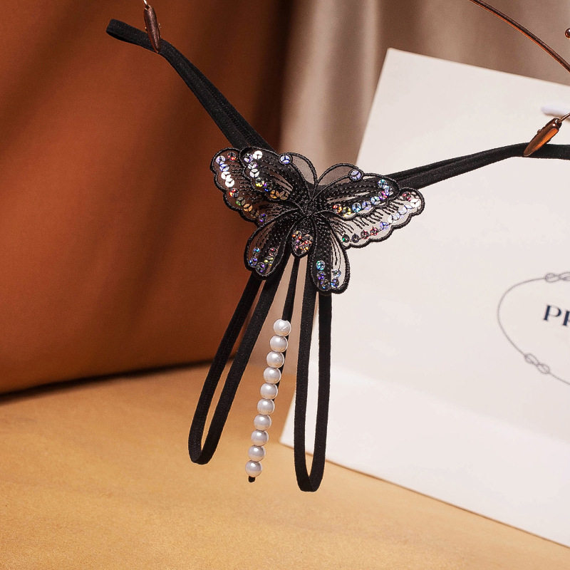 Day Department Ladies open Stalls Pearl Briefs Sexy transparent sequin Embroidered Lace swords Pants Woman large size Sized Pants