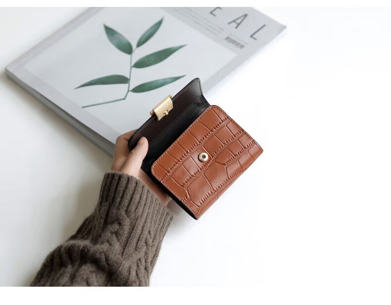 2019 phiên bản Hàn Quốc của da mới đơn giản thời trang đá thủy triều organ ngắn sinh viên nữ ví nhỏ túi ví - Chủ thẻ ví đựng thẻ 