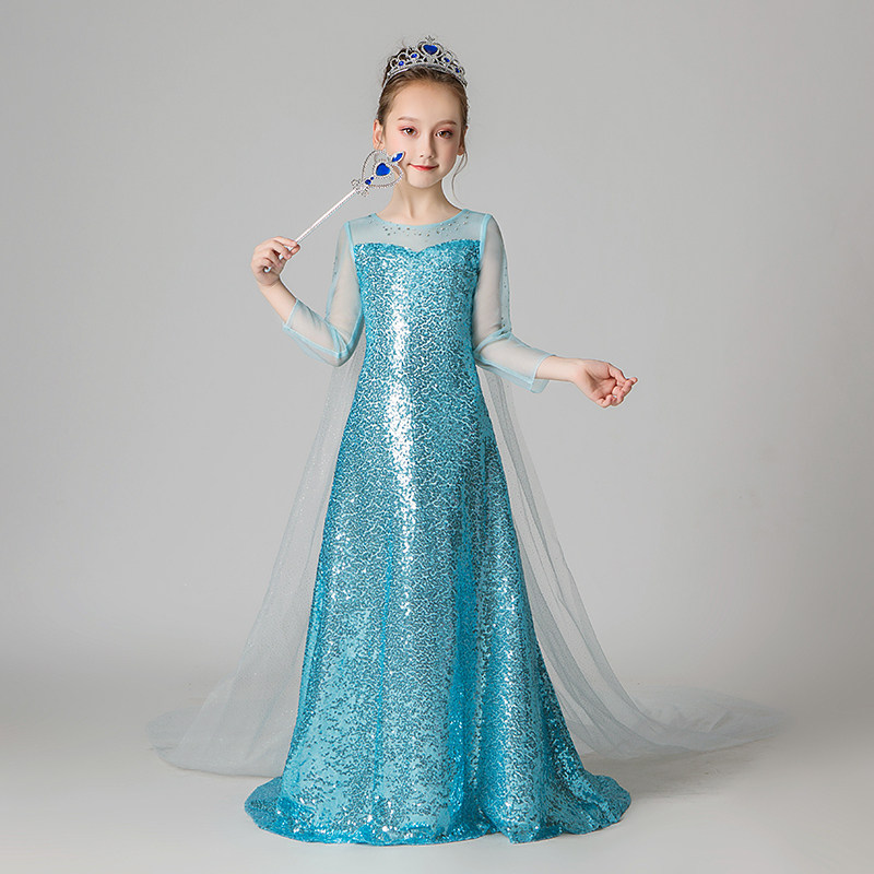 Snow-Snow-OED Princess Aesa girl's birthday Aisha dress Esha children drag tail dress summer