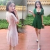 Mùa hè năm 2021 câu lạc bộ đêm thời trang Hàn Quốc của phụ nữ sexy cổ thấp chữ V thắt lưng mỏng ngắn tay ren A-line váy - A-Line Váy