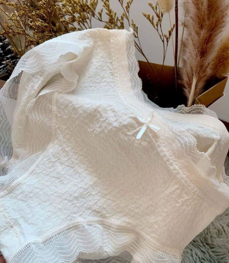 Autumn and winter cream sweet bubble lace underwear lace jersey breathless trace middle and low lumbar ginger yellow trousers